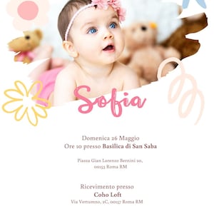Invito Battesimo, Invito Digitale, Invito Battesimo Colorato, Invito Digitale Personalizzabile, Invito Digitale Colorato