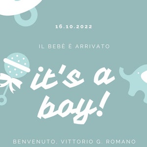 Annuncio Nascita, Invito Digitale, Annuncio Nascita Verde, Invito Digitale Personalizzabile,Invito Digitale Colorato