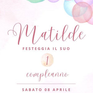 Invito Compleanno, Invito Digitale, Invito Compleanno Rosa Pastello, Invito Digitale Personalizzabile, Invito Digitale Colorato