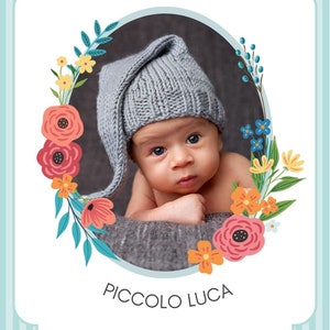 Annonce de naissance, invitation numérique, annonce de naissance rayée bleu clair, invitation numérique personnalisable, invitation numérique colorée