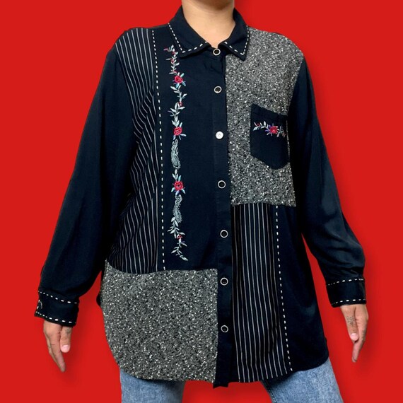 Black TEDDI button down blouse - image 2