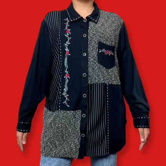 Black TEDDI button down blouse - image 1