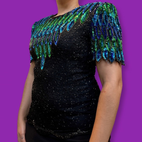 Peacock sequins blouse - image 3