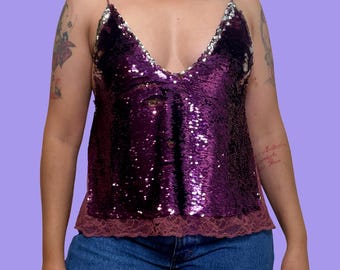 Free people purple sequins tank