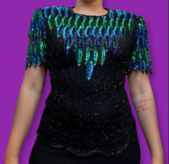 Peacock sequins blouse - image 1