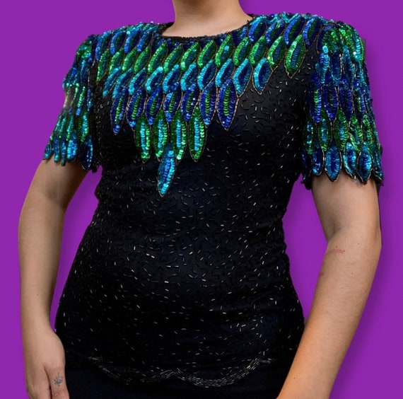 Peacock sequins blouse - image 2