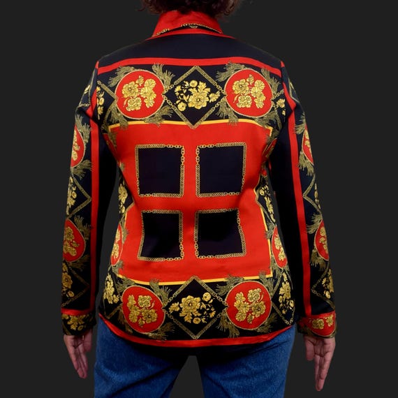 AIZHE Red and black button down blouse - image 5