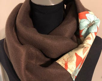 Brown and Turquoise "Splash" - Infinity Splash Scarf