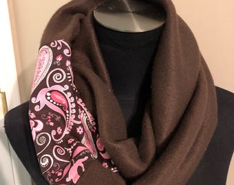 Brown and paisley "Splash" - Infinity Splash Scarf