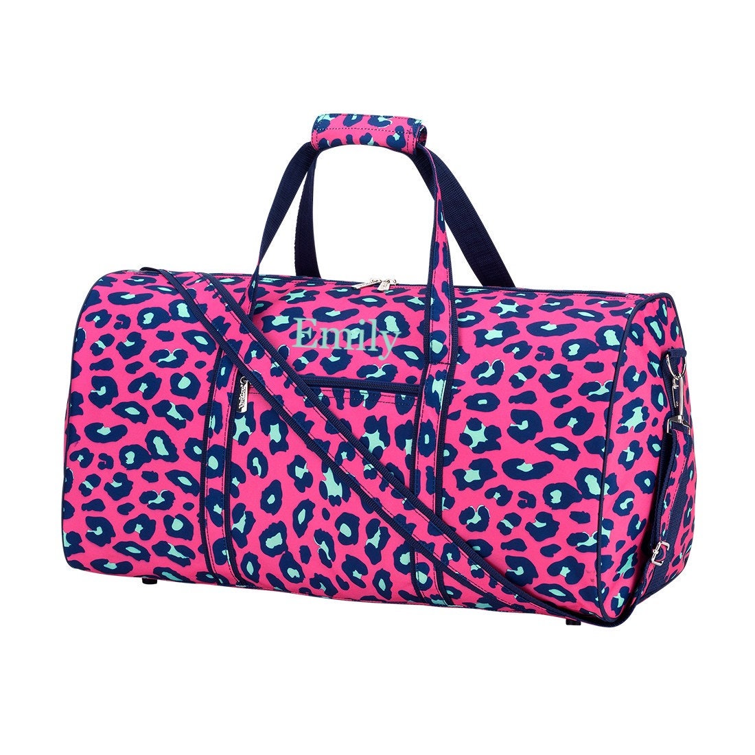 Personalized Hot Pink Leopard Duffel Bag Monogrammed Dance Etsy