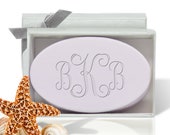 Personalized Scented Single Bar Soap, Carved Monogram Luxury Soap, Lavender Soap, Aqua Mineral Soap, Green Tea Soap, Satsuma