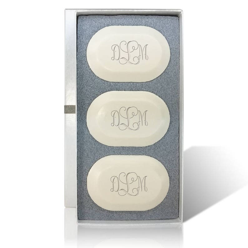 Personalized Engraved Soap Set Three Bar Oval Monogram Soap Etsy