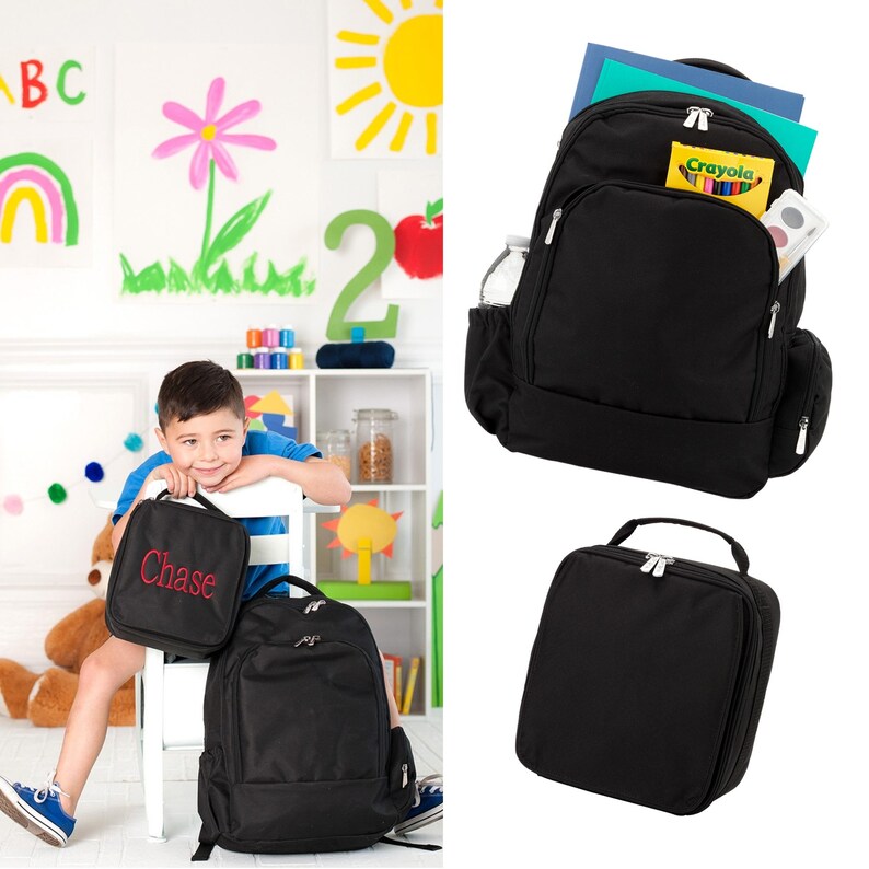 book bags with lunch boxes