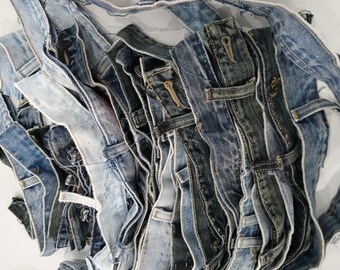 Denim Jean Waistbands 34 Pieces Various lengths for crafting denim jeans recycled Upcycled waist bands diy