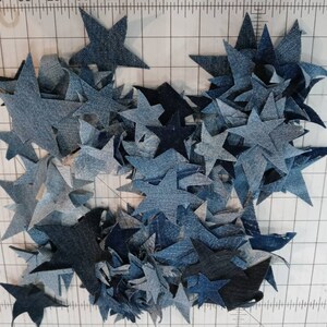 4oz Over 100 Die Cut Applique Reclaimed Denim Stars INCLUDES Priority Shipping image 2