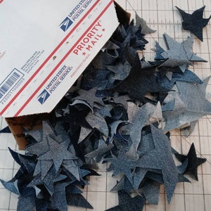 4oz Over 100 Die Cut Applique Reclaimed Denim Stars INCLUDES Priority Shipping image 3