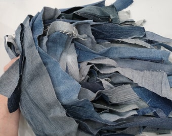 2 lbs. Blue Jean Denim Scraps, Crafting, Embellishment, Scrapbooking, Slow Stitching, Applique, Boro, Sashiko, Repurposed Denim