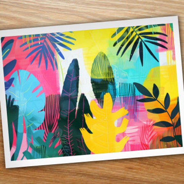 Abstract Jungle Sticker, Vinyl Stickers, Flower stickers, abstract stickers, colorful stickers, painting stickers