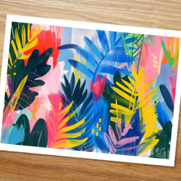Abstract Jungle, Plant Stickers, Vinyl Stickers, Flower stickers, abstract stickers, jungle stickers, colorful stickers, painting stickers