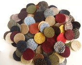 100 PLUS - 1.5 inch wool penny rug circles - MIXED with Primitives and Plaids