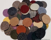 50 - 2 inch wool penny rug circles - MIXED with Primitives and Plaids