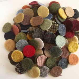 150 PLUS- 1 inch wool penny rug circles - MIXED with Primitives and Plaids