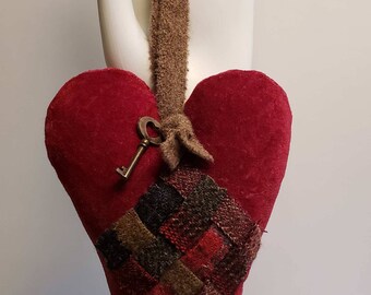 Scrappy Wool and Velveteen Heart Pincushion Pattern