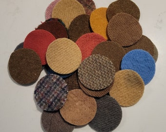 25- 2 inch wool penny rug circles - MIXED with Primitives and Plaids