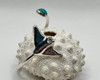 Sterling silver manta ray turquoise adjustable bracelet