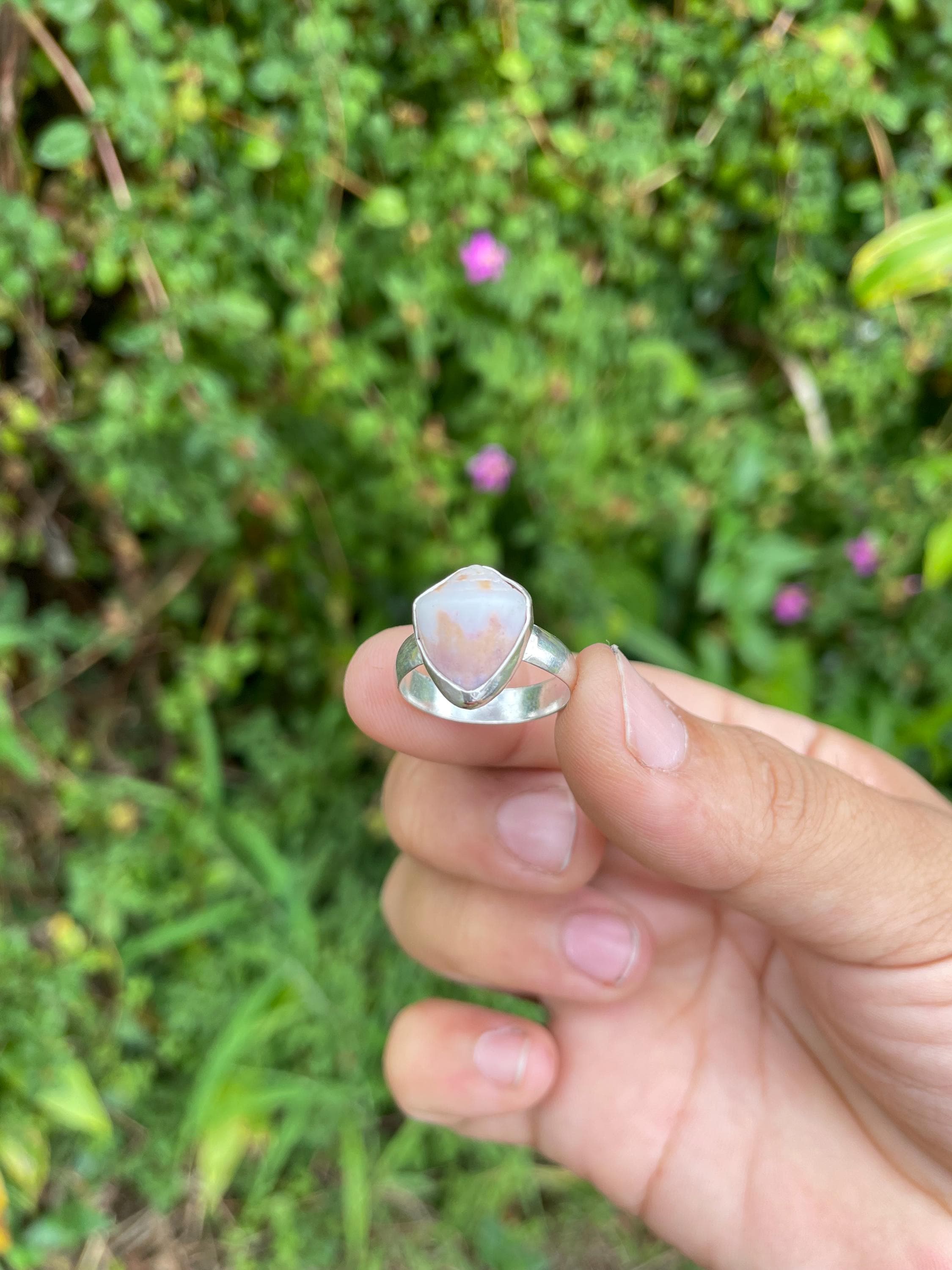 Bague en argent sterling conique perforé coquillage taille 7,5