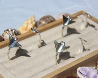 Sterling silver manta ray adjustable bracelet