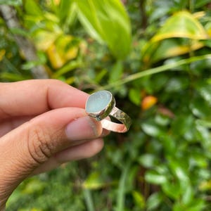 14k gold filled blue seaglass ring size 7