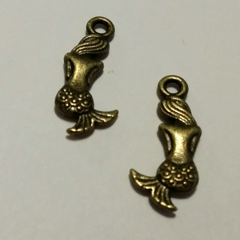 Bronze Mermaid Charm 50 pcs. 3D Mermaid Charms Bronze Mermaids Mermaid Charms Nautical Charms Mermaids image 5