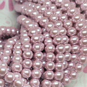 Glass Pearl Beads - 42 pc - Metallic Pink Pearl Beads - Flamingo Pink Pearls - Wedding Pearls -  8mm - Round - Dyed - Pink Pearl Beads