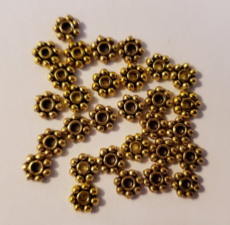 Daisy Spacers 100 Pc. 6mm Spacers Gold Spacer Beads Etsy