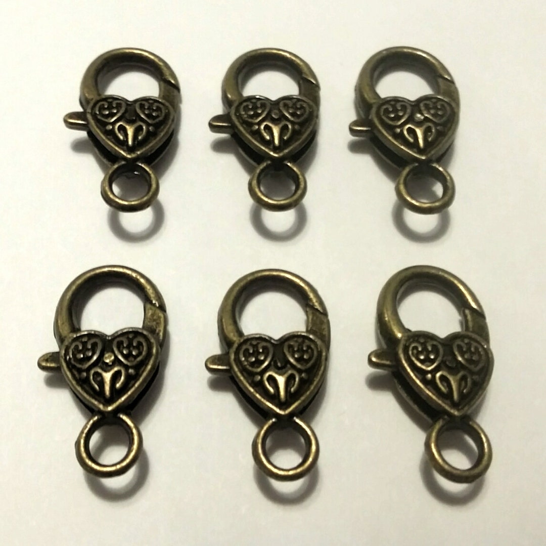 Heart Lobster Clasp 20 Pc. Lobster Clasp Snap Hook Heart Clasp Bronze