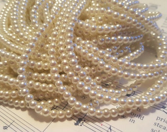 4mm Ivory Glass Pearls - 200pcs. - Ivory White Pearl - Ivory Pearl Beads - 4mm Pearl Beads - 4mm Ivory Pearls - Wedding Pearls