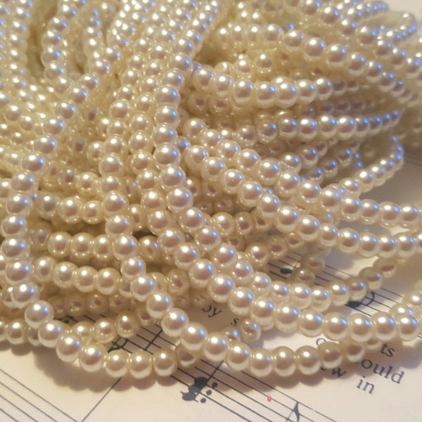 4mm Ivory Glass Pearls - 200pcs. - Ivory White Pearl - Ivory Pearl Beads - 4mm Pearl Beads - 4mm Ivory Pearls - Wedding Pearls