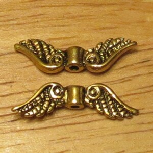 Angel Wings - 100 pcs. - Lead Free - Antique Gold - Fancy - Gold Wings - Tibetan Style - Angel Wing Beads - Wings