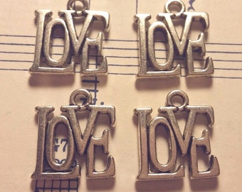 Love Charms -4 pcs. - Silver Love Charm - Antique Silver Charm - Love Charm - Charms - Silver Charms