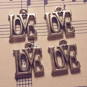 Love Charms 4 pcs. Silver Love Charm Antique Silver Charm Love Charm Charms Silver Charms image 4