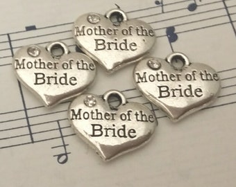 Heart Charms - 4 pcs. - Mother of the Bride Charm - Antique Silver Charm - Frame Heart Charms - One Sided Charms - Charms - Silver Charms