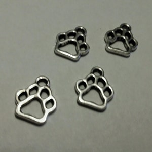 Paw Print Charms 50 pcs. Silver Paw Prints Silver Dog Charms Cat Charms Animal Charms Dog Paw Charm Paw Charm Cat Paw Charm image 2