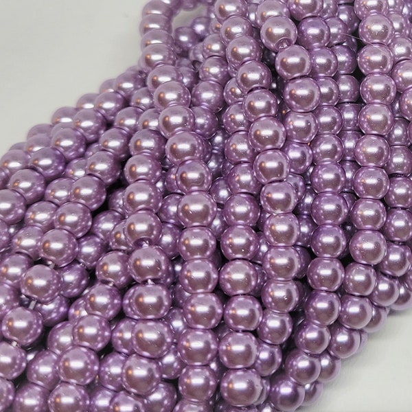 4mm Glass Pearls - Approx. 210 pcs - Lavender Pearl Beads - Round - Glass Pearl Beads