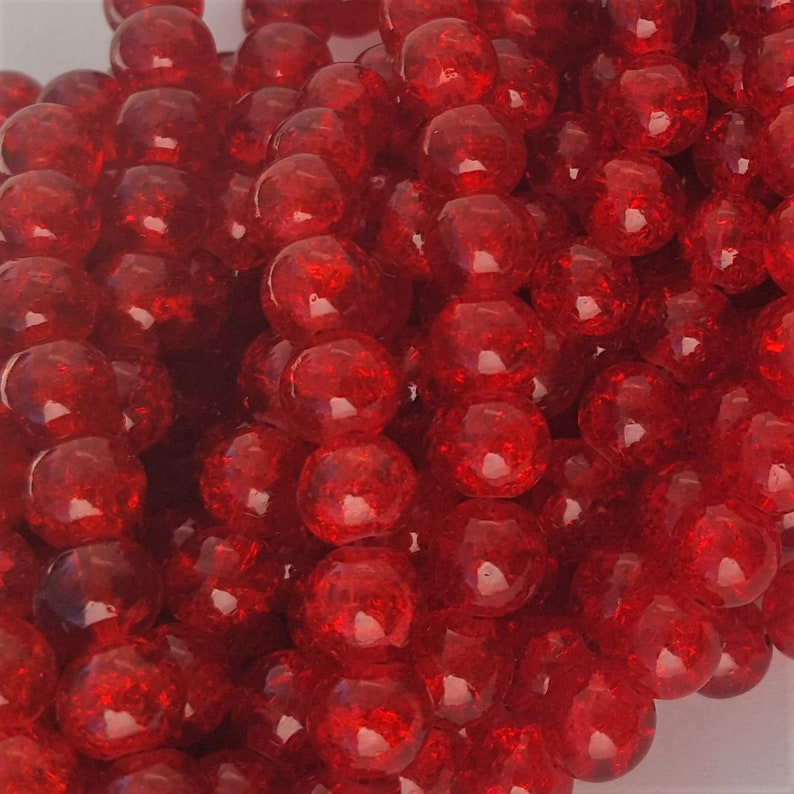 Crackle Glass Beads 8mm Approx. 48 Beads Red Crackle Glass Beads Red Crackle Beads image 4