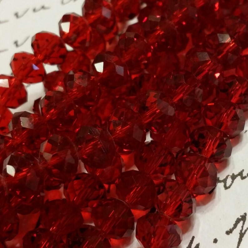 Glass Beads Red Faceted Beads 6mm X 4mm Red Glass Beads Etsy