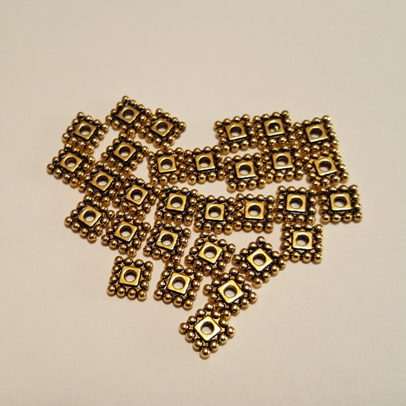 Square Spacers 7mm Spacers Gold Spacers Gold Square Etsy