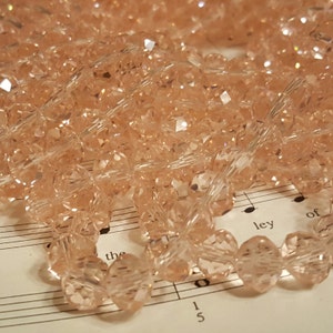 Glass Beads - 30 pcs - Light Pink Beads - Faceted - 10mm x 7mm - Rondelles