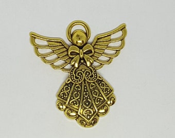 Gold Angel Pendant - 2 pcs. - Gold Angel - Angel Charm -  Christian Charm  -  Angel Pendant