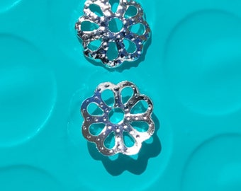 thumbnail image 2 of 100pcs Silver Plated Brass Filigree Bead Caps – 6x1mm, Scalloped Edge, Fits 6-8mm Beads 2 of 6